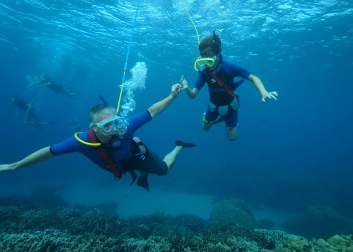 Father And Son With Snorkel