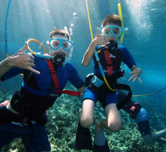 Two Friends Swimming